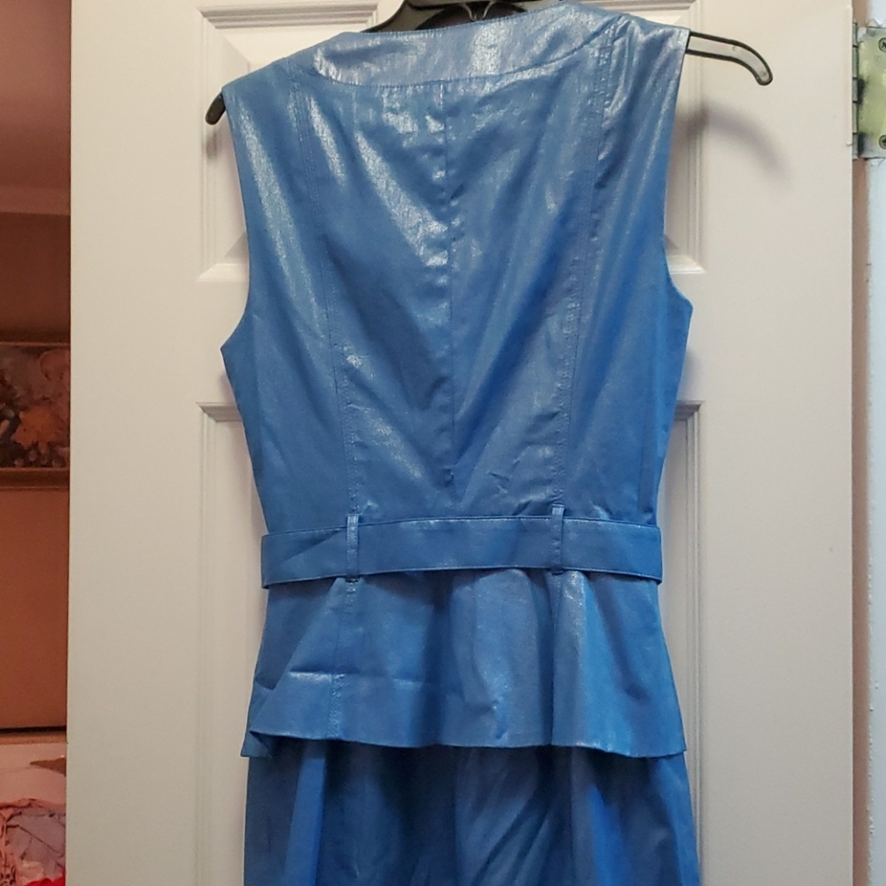 Beautiful metalic - leather look blue Bebe dress - Picture 3 of 3